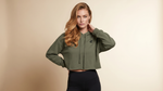 Crop Hoodie 'Khaki'