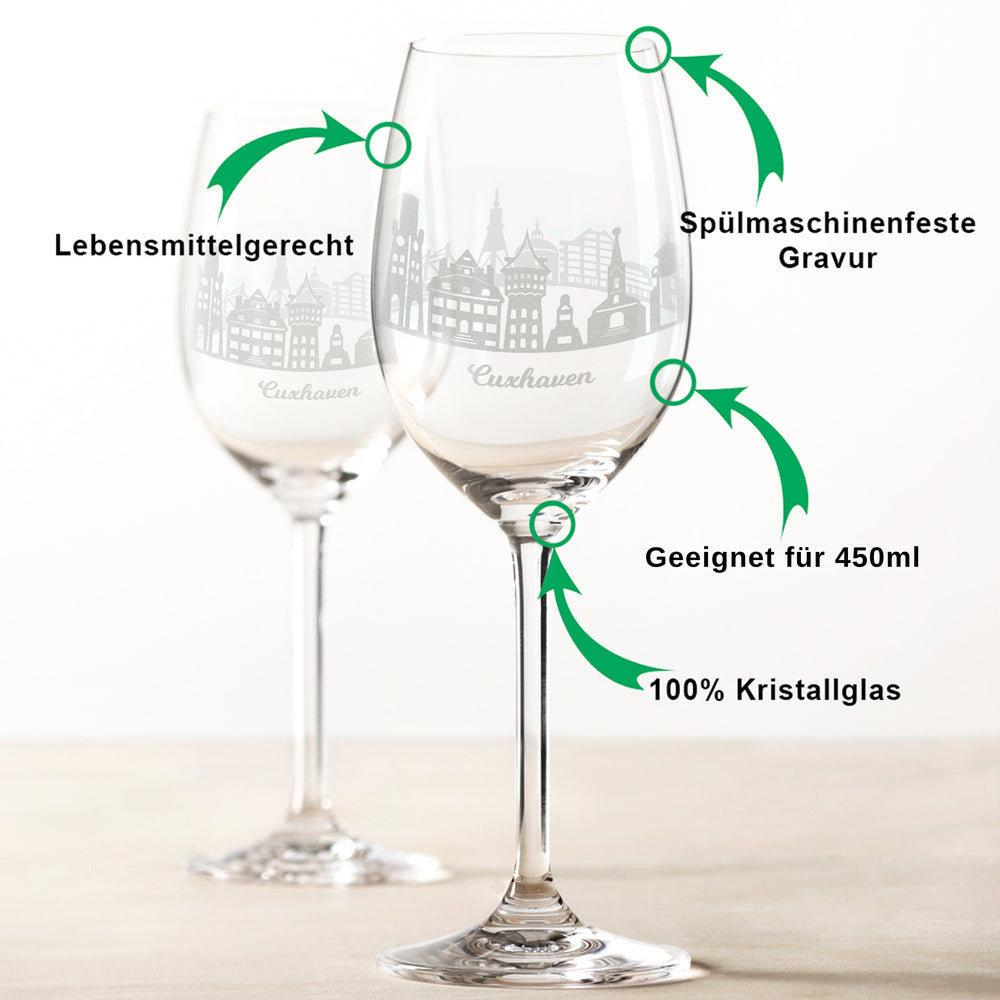 Stölzle Lausitz Weingläser mit Skyline Cuxhaven Gravur im Set