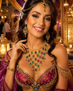 Goldene Strass Halskette "Orient" | Mehrfarbig