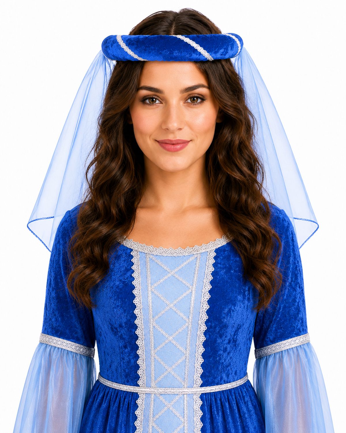 Mittelalter Haarband "Helena" mit Schleier für Damen | Blau