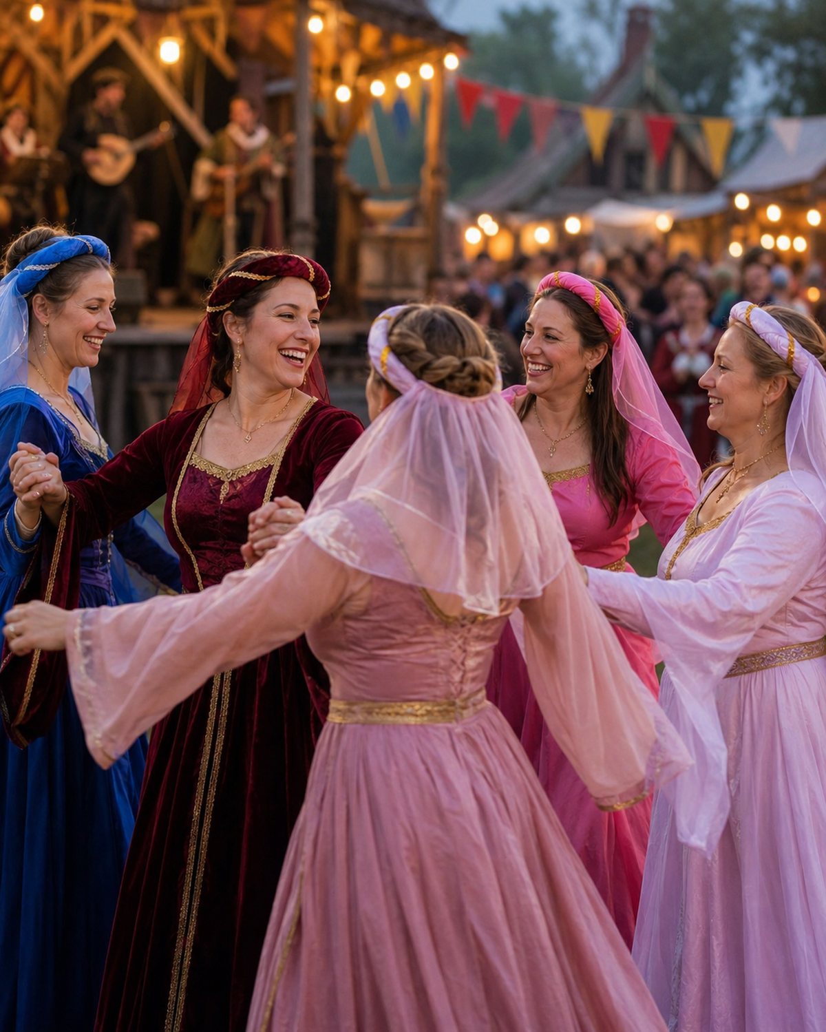 Mittelalter Haarband "Helena" mit Schleier für Damen | Pink