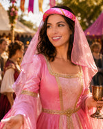 Mittelalter Haarband "Helena" mit Schleier für Damen | Pink