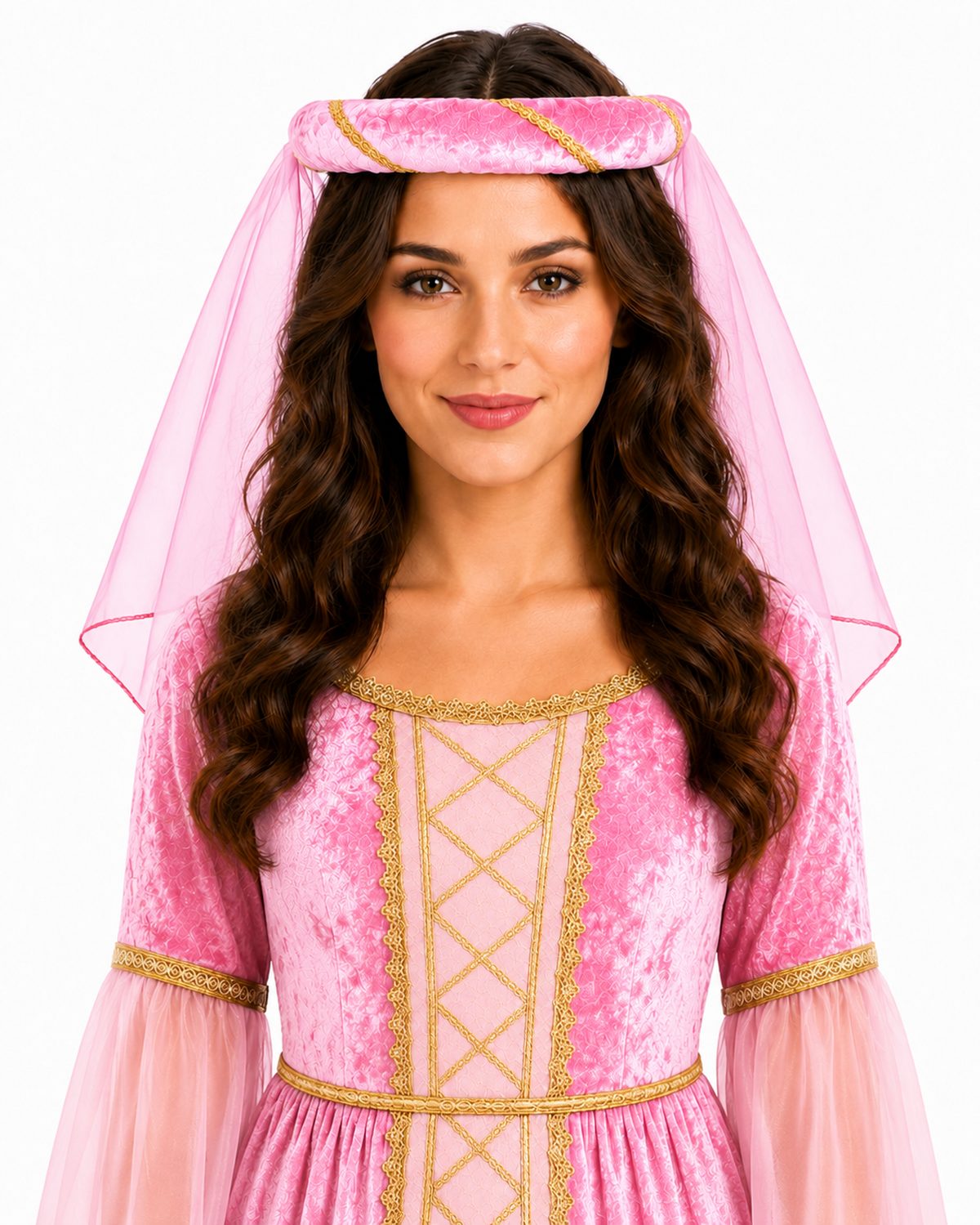 Mittelalter Haarband "Helena" mit Schleier für Damen | Pink