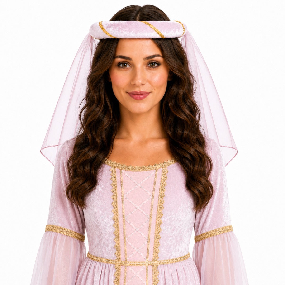 Mittelalter Haarband "Helena" mit Schleier für Damen | Rosa