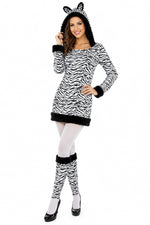 Zebra Tierkostüm für Damen | Kleid mit Stulpen
