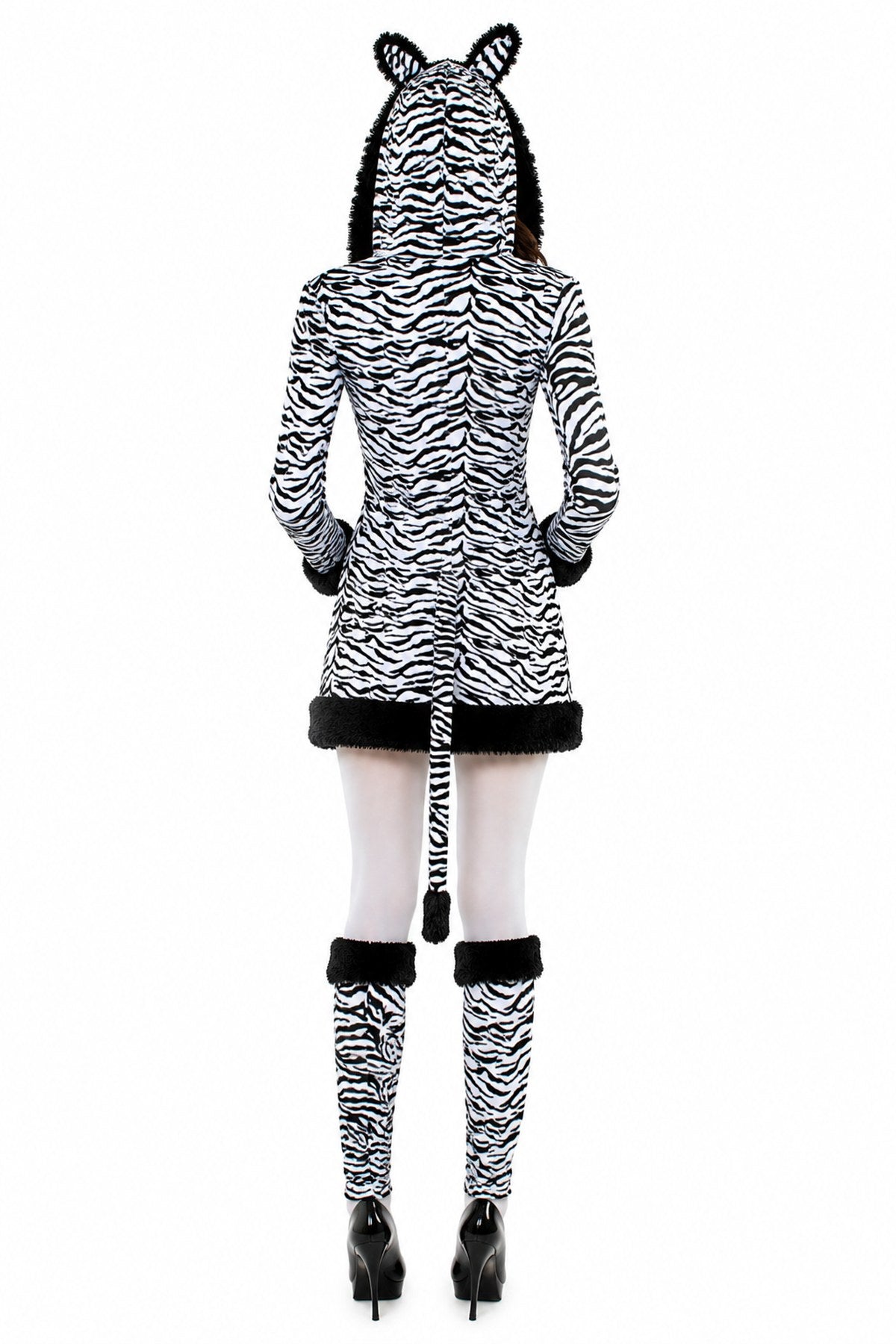 Zebra Tierkostüm für Damen | Kleid mit Stulpen