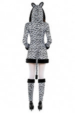 Zebra Tierkostüm für Damen | Kleid mit Stulpen