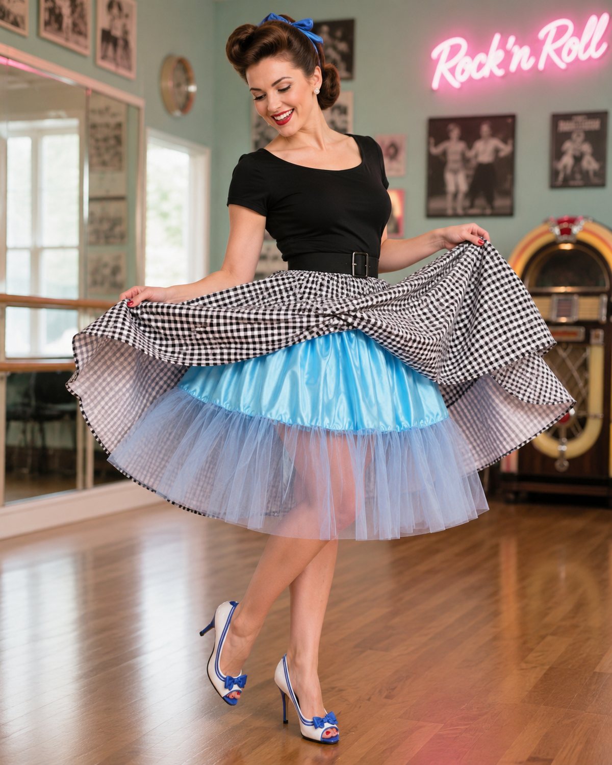 Petticoat Tüll Rock für Damen - Länge 60 cm | Zubehör 50er Jahre Party Kostüm