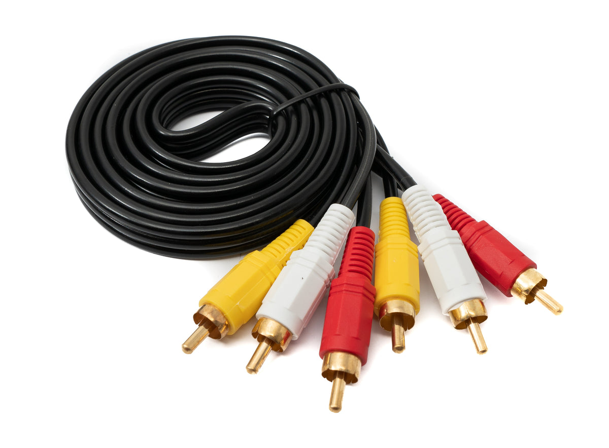 Cinch 3 RCA Kabel 1,5 m Stecker zu Stecker Stereo & Composite AV Schwarz | System-S