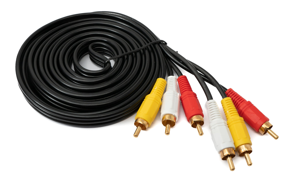 Cinch 3 RCA Kabel 3 m Stecker zu Stecker Stereo & Composite AV Schwarz | System-S