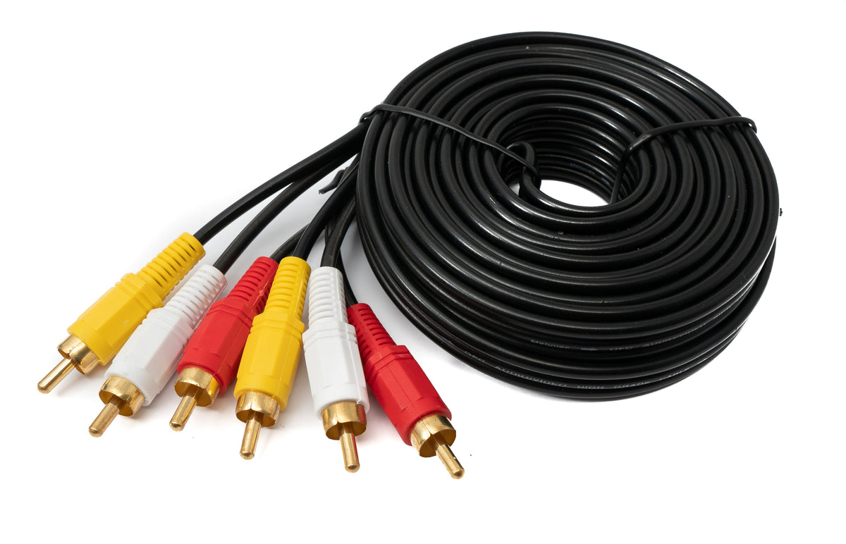 Cinch 3 RCA Kabel 5 m Stecker zu Stecker Stereo & Composite AV Schwarz | System-S