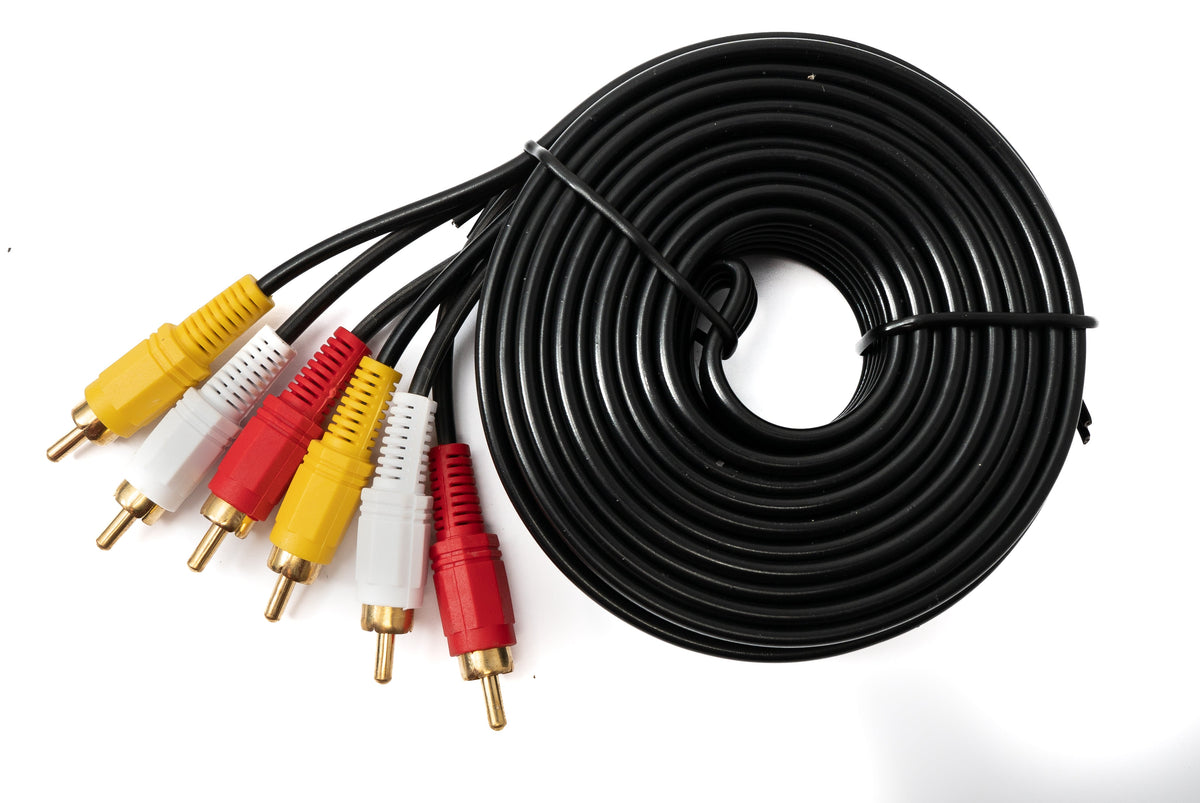 Cinch 3 RCA Kabel 5 m Stecker zu Stecker Stereo & Composite AV Schwarz | System-S
