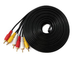 Cinch 3 RCA Kabel 10 m Stecker zu Stecker Stereo & Composite AV Schwarz | System-S