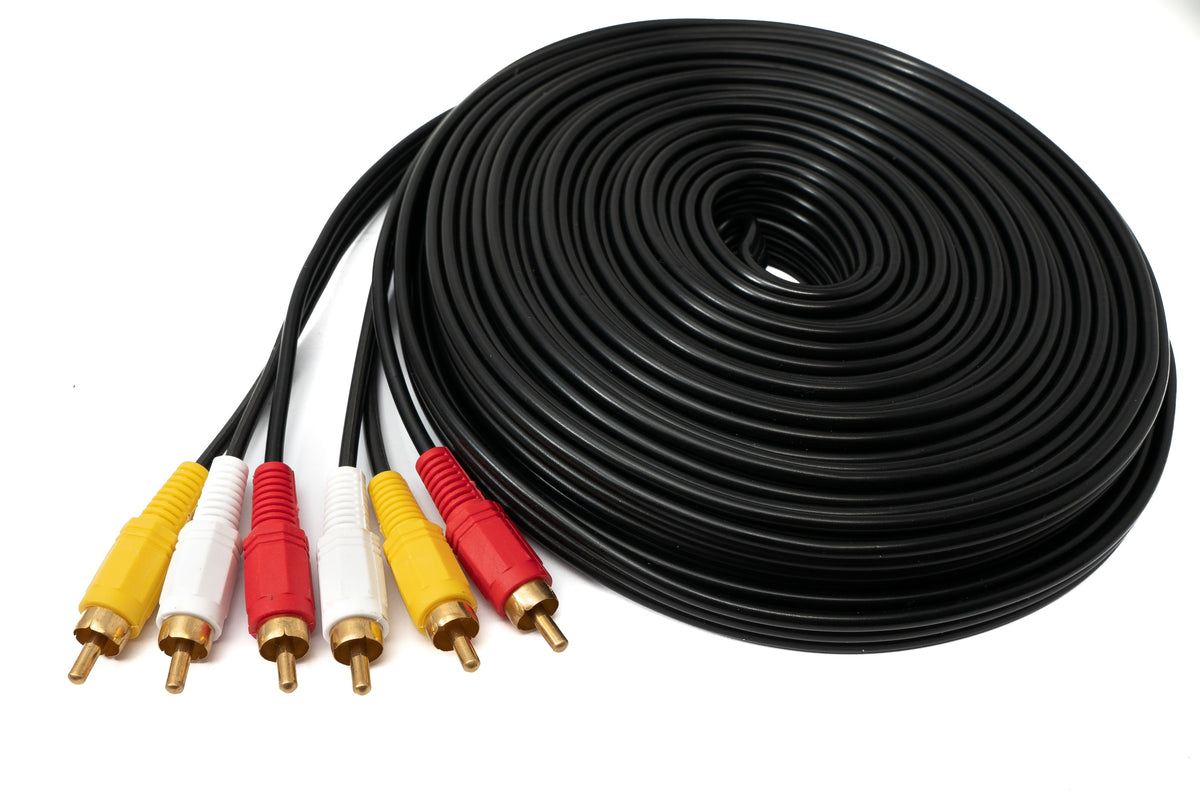 Cinch 3 RCA Kabel 15 m Stecker zu Stecker Stereo & Composite AV Schwarz | System-S