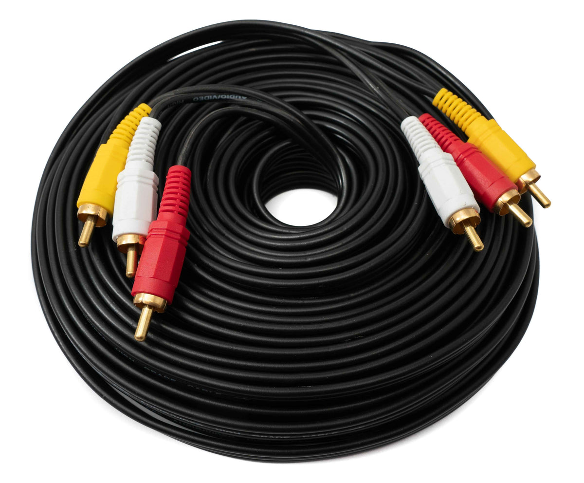 Cinch 3 RCA Kabel 20 m Stecker zu Stecker Stereo & Composite AV Schwarz | System-S