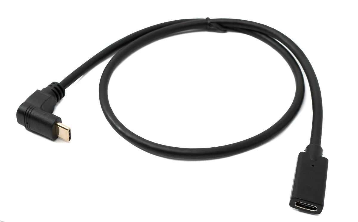 USB 3.1 Gen 2 Kabel 60 cm Typ C Stecker zu Buchse Winkel in Schwarz | System-S