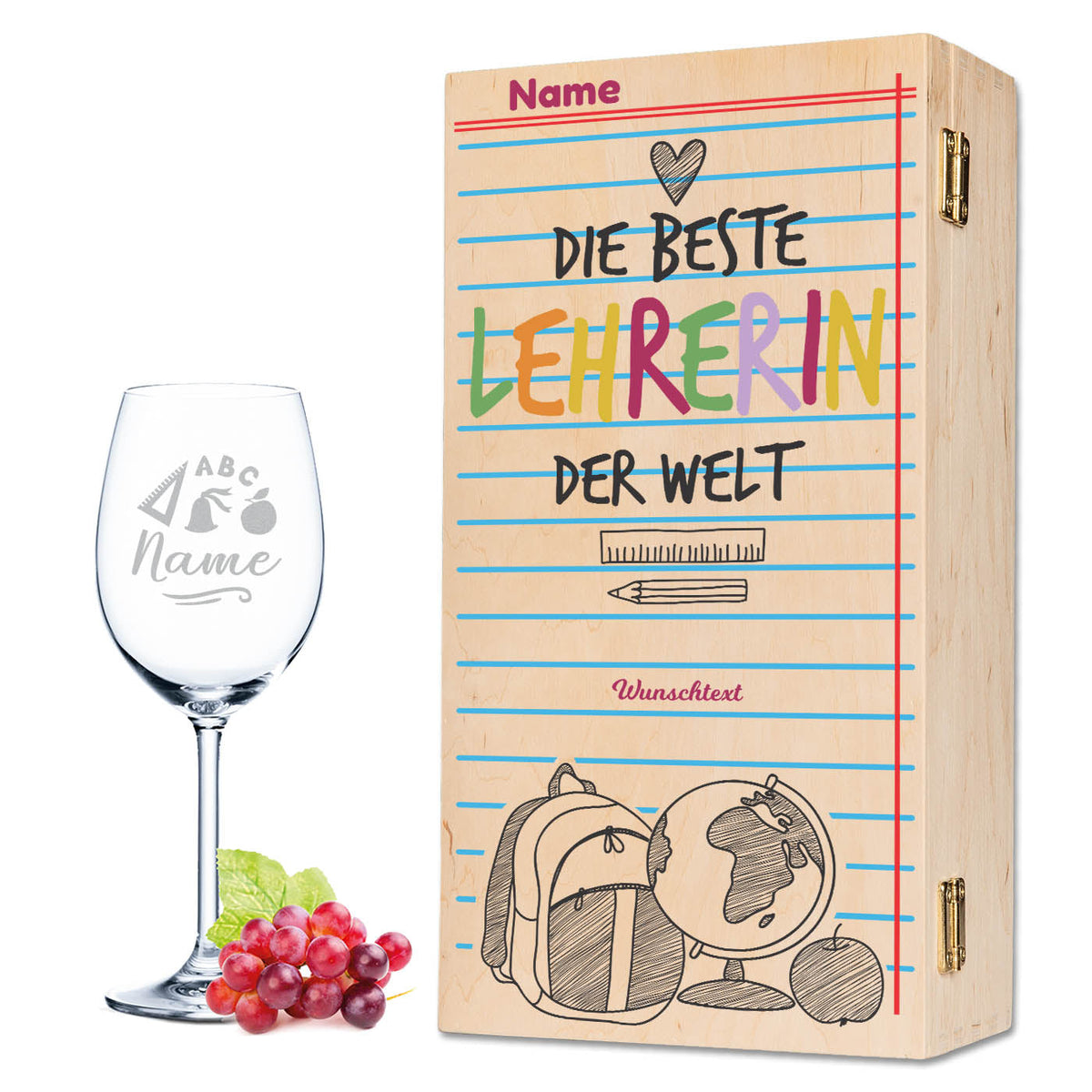 Stölzle Lausitz Weingläser mit Gravur "Beste Lehrer/in" Design