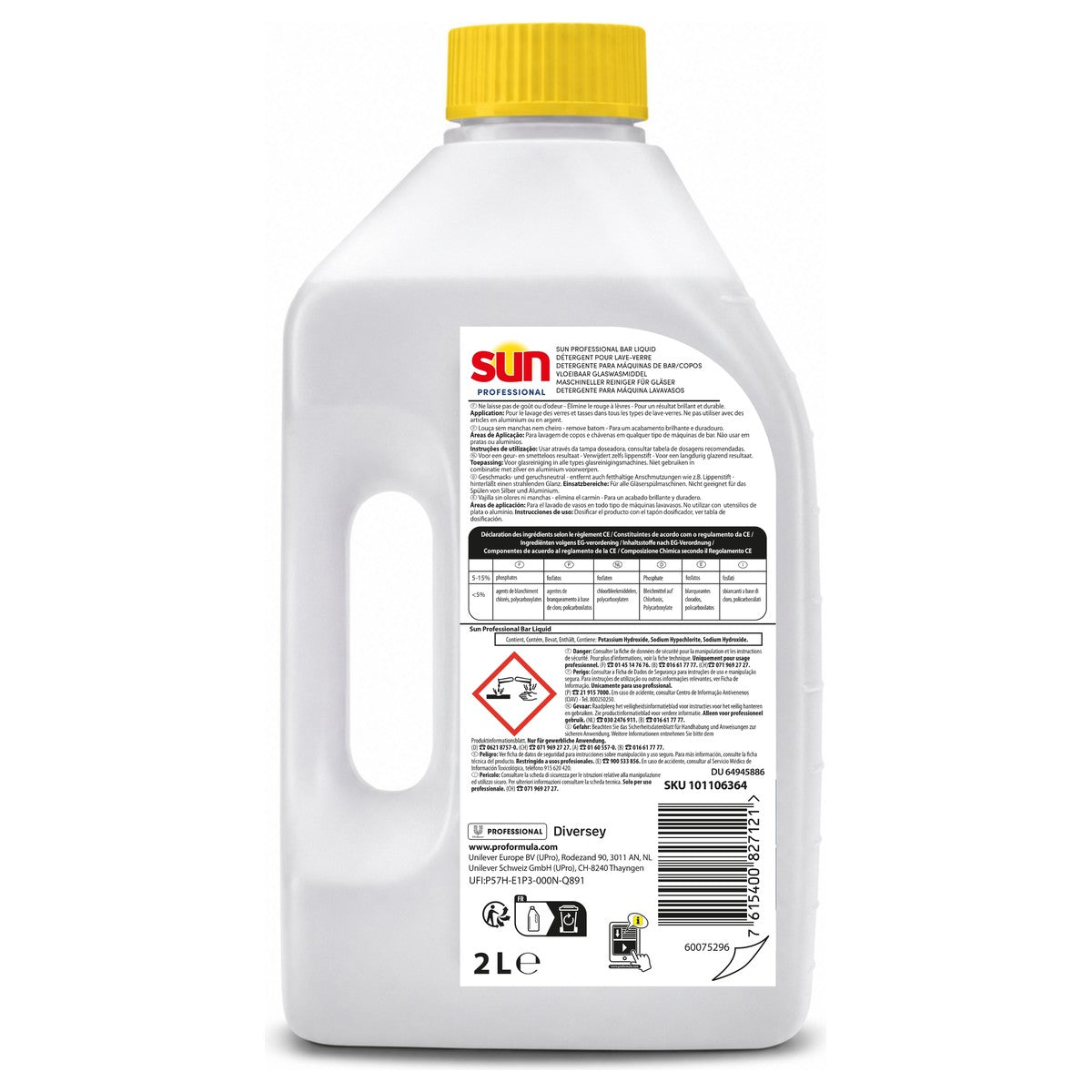 SUN Professional maschineller Reiniger für Gläser, für Gläser- und Thekenspülmaschinen | Flasche (2 l)