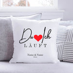 Bedrucktes Kissen mit Motiv "Du Ich Läuft"