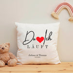 Bedrucktes Kissen mit Motiv "Du Ich Läuft"