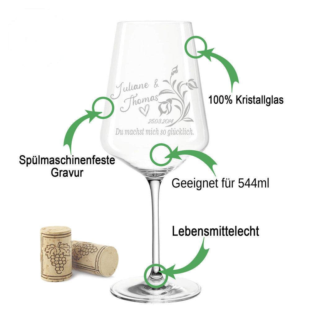 Stölzle Lausitz Weinglas mit Gravur "Du machst mich so glücklich"