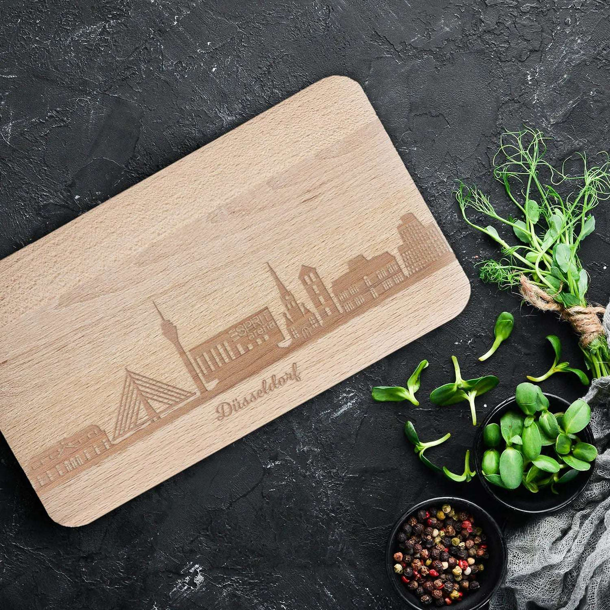 Frühstücksbrettchen Skyline Düsseldorf
