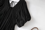 Damen Seidenkleid mit Puffärmeln | Luftsüßes Boho Maxikleid