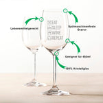 Stölzle Lausitz Weinglas mit Gravur "Eat Sleep Wine Repeat"