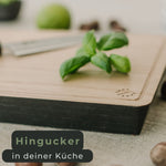 Steak Schneidebrett Holz aus Eiche Massivholz - mit Abtropfrinne (27x19x3cm)
