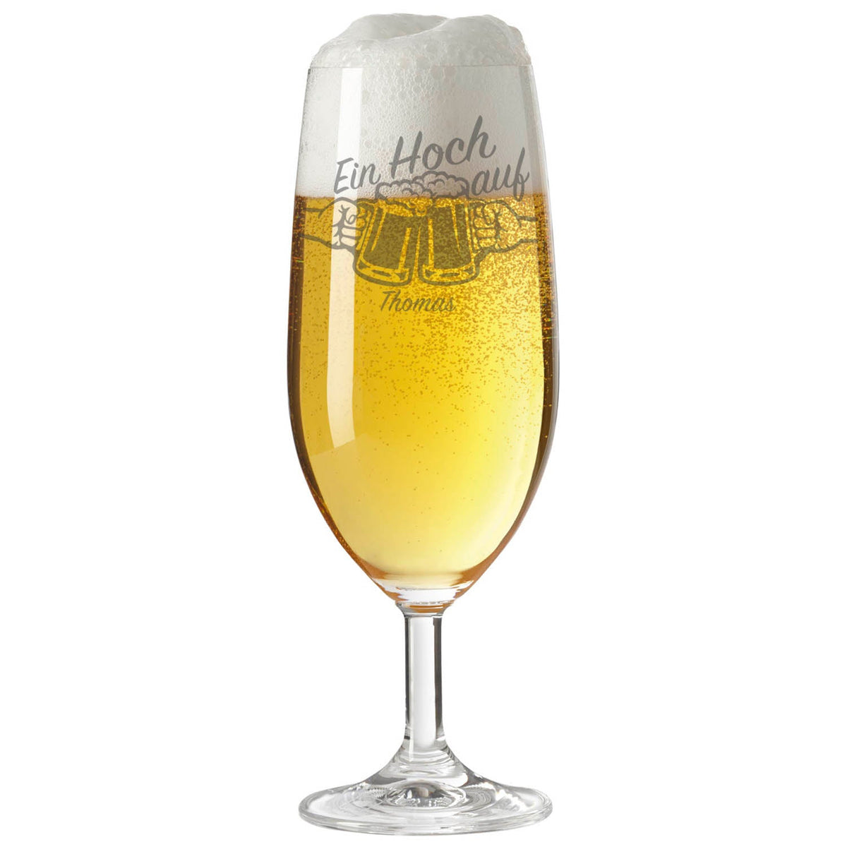Stölzle Lausitz Bierglas mit Gravur "Ein Hoch auf" mit Namen
