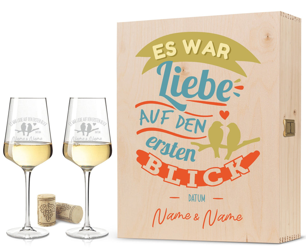 Stölzle Lausitz Weingläser mit Gravur "Es war Liebe auf den ersten Blick" im Set