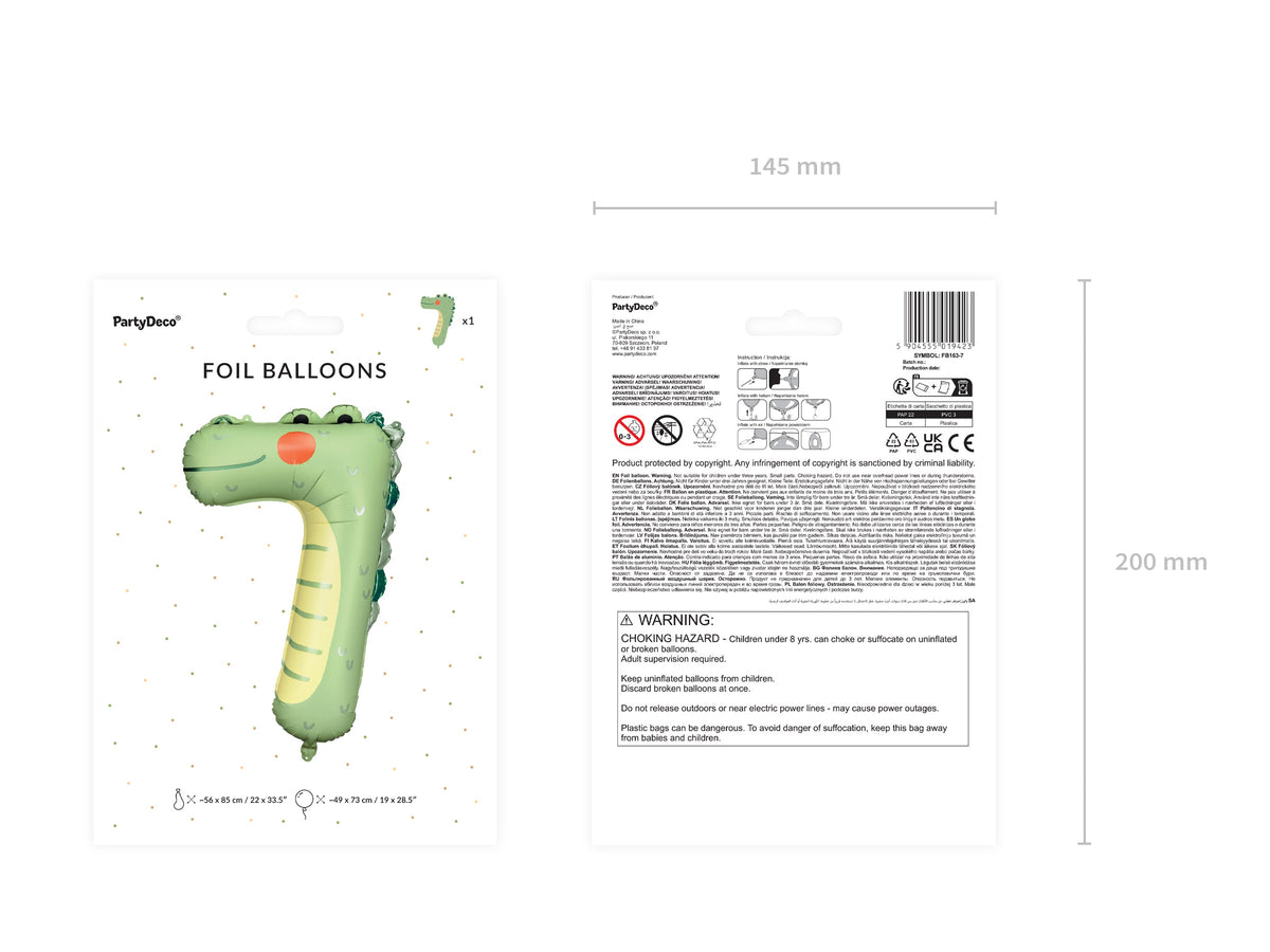 XXL Zahlen Folienballon 85 cm | #7 Krokodil
