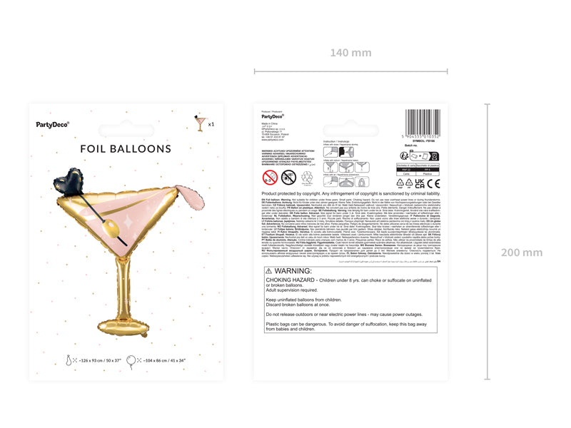 Folienballon Sektglas Gold Rosa | 126x93 cm