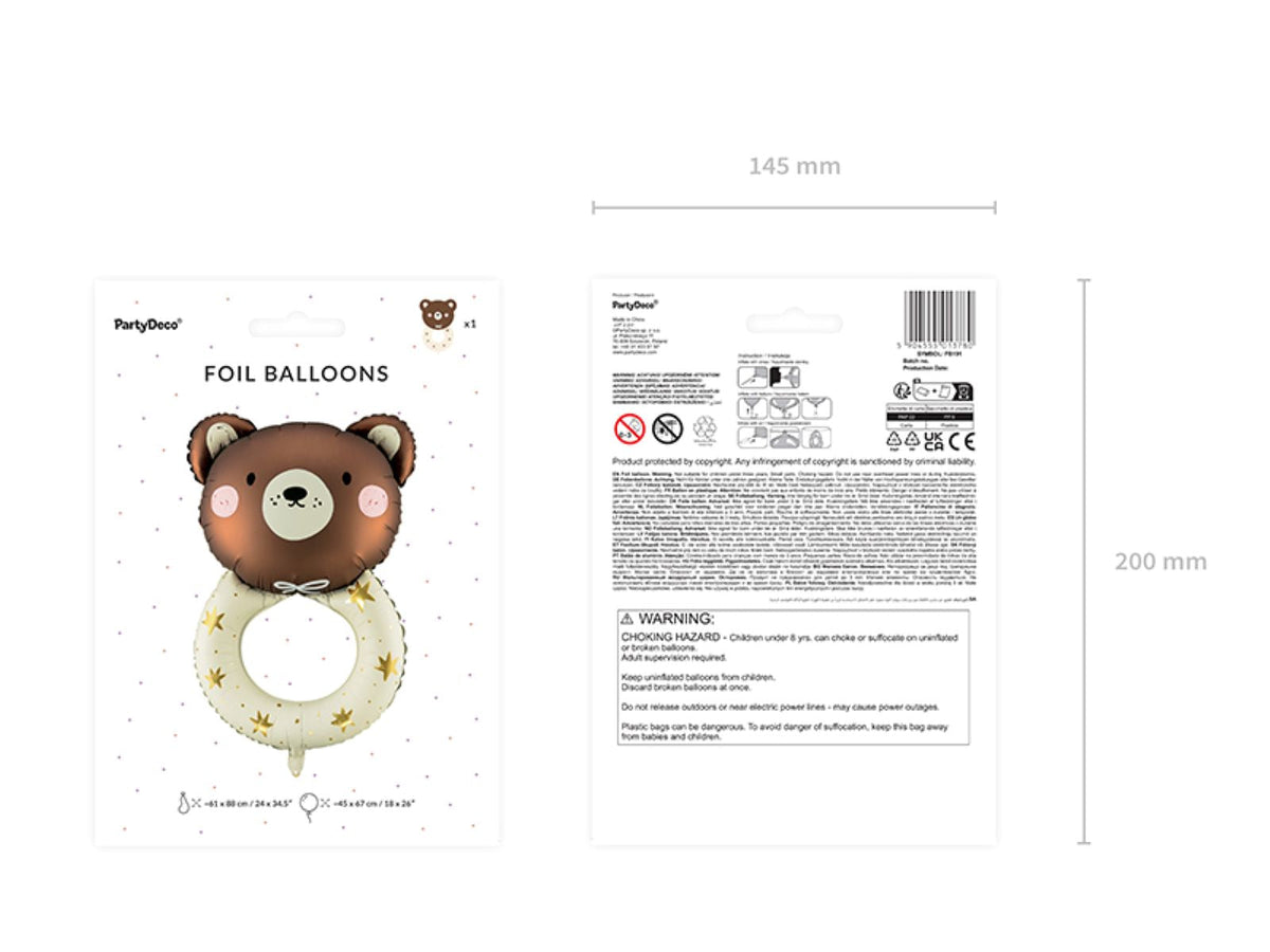 Shape Folienballon "Teddybär Rassel" | 61 x 88 cm