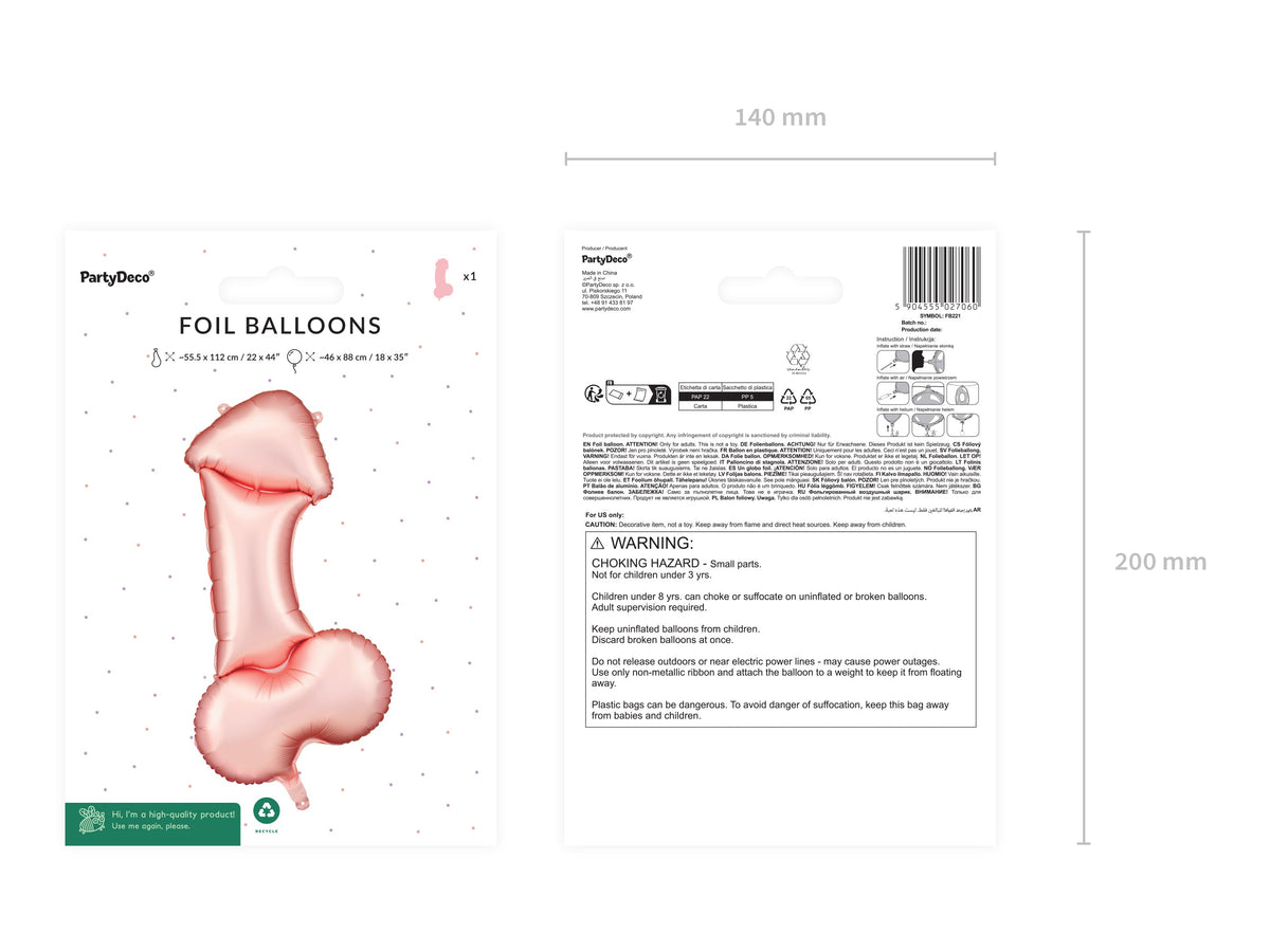 Shape Folienballon "Penis" Rosegold | 46 x 88 cm