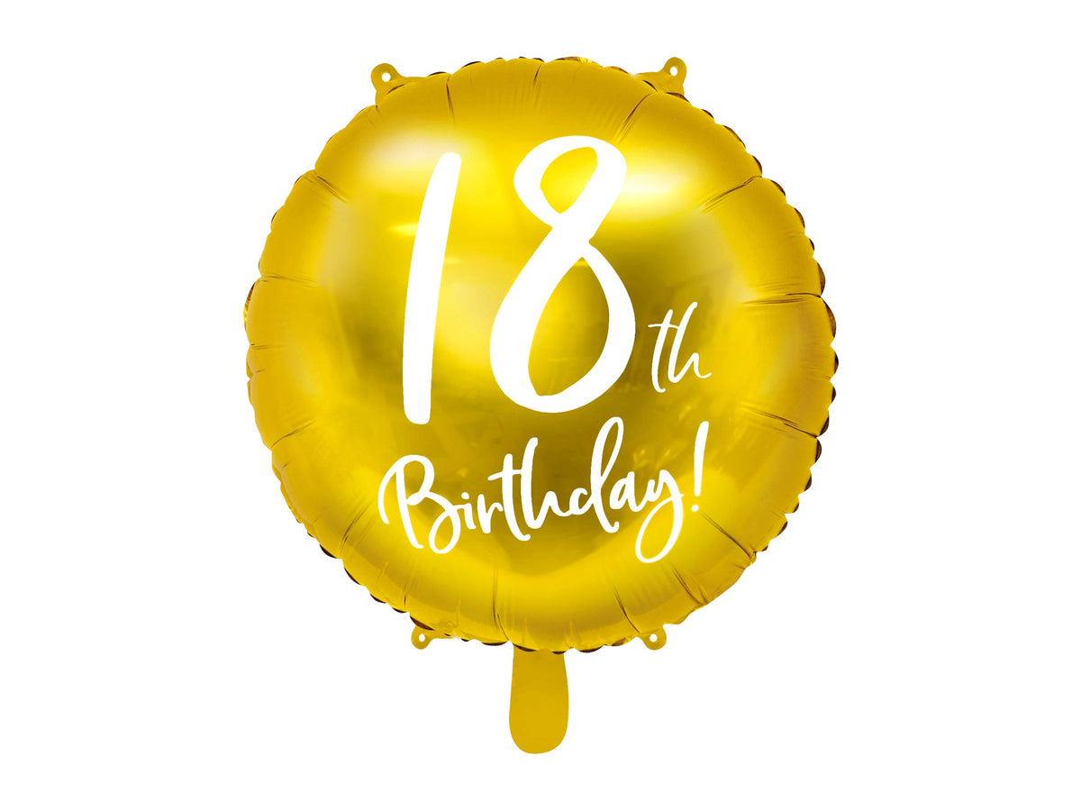 18"/Ø46cm Folienballon "18th Birthday" | Gold
