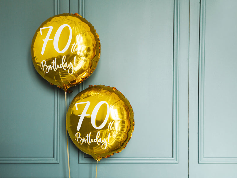 18"/Ø45cm Folienballon "70th Birthday" | Gold