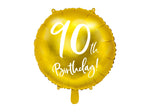 18"/Ø45cm Folienballon "90th Birthday" | Gold