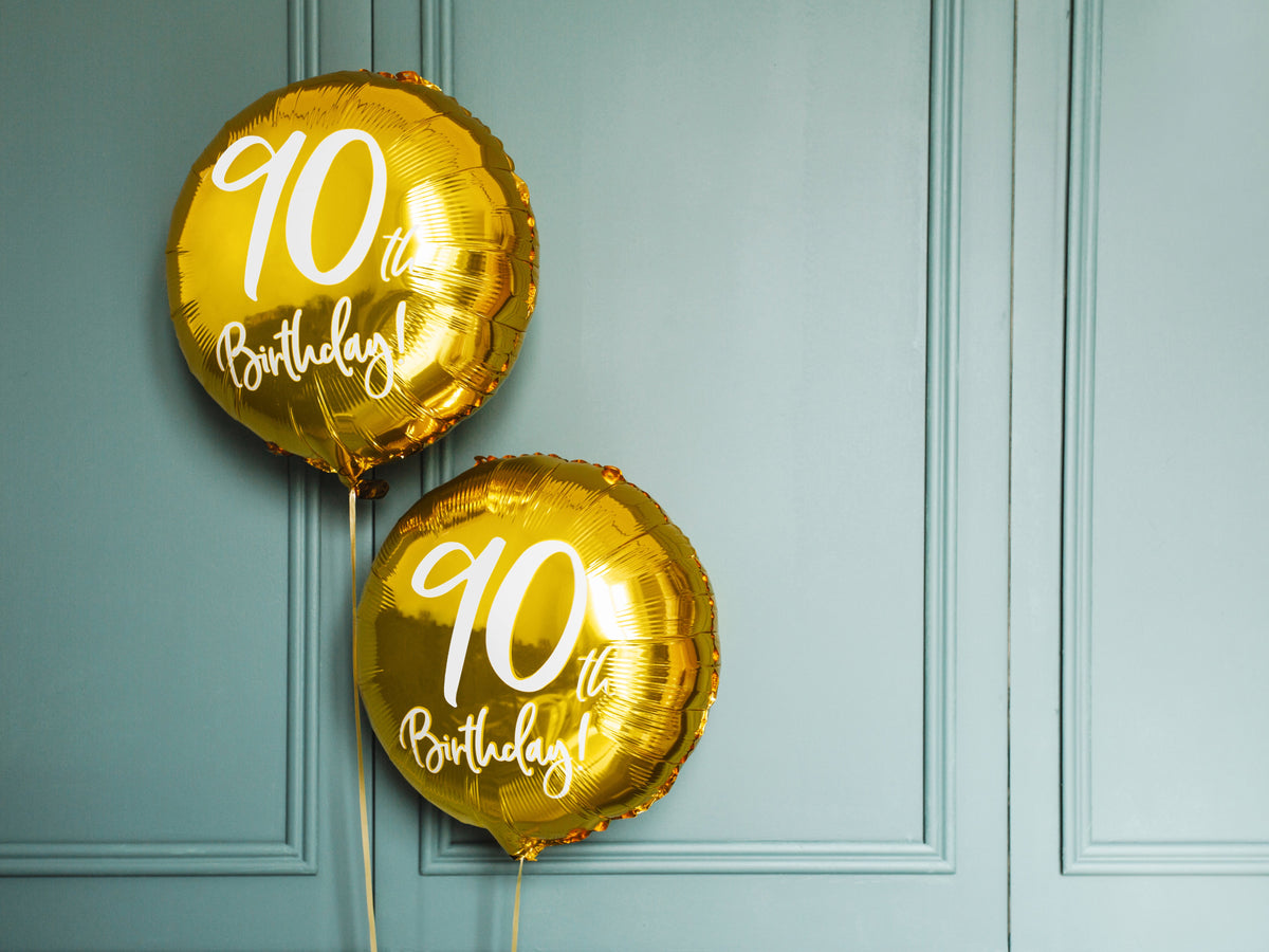 18"/Ø45cm Folienballon "90th Birthday" | Gold
