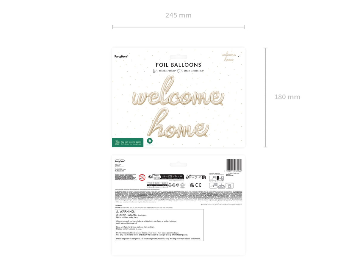 Folienballon "Welcome Home" 335x71 cm | Cappuccino
