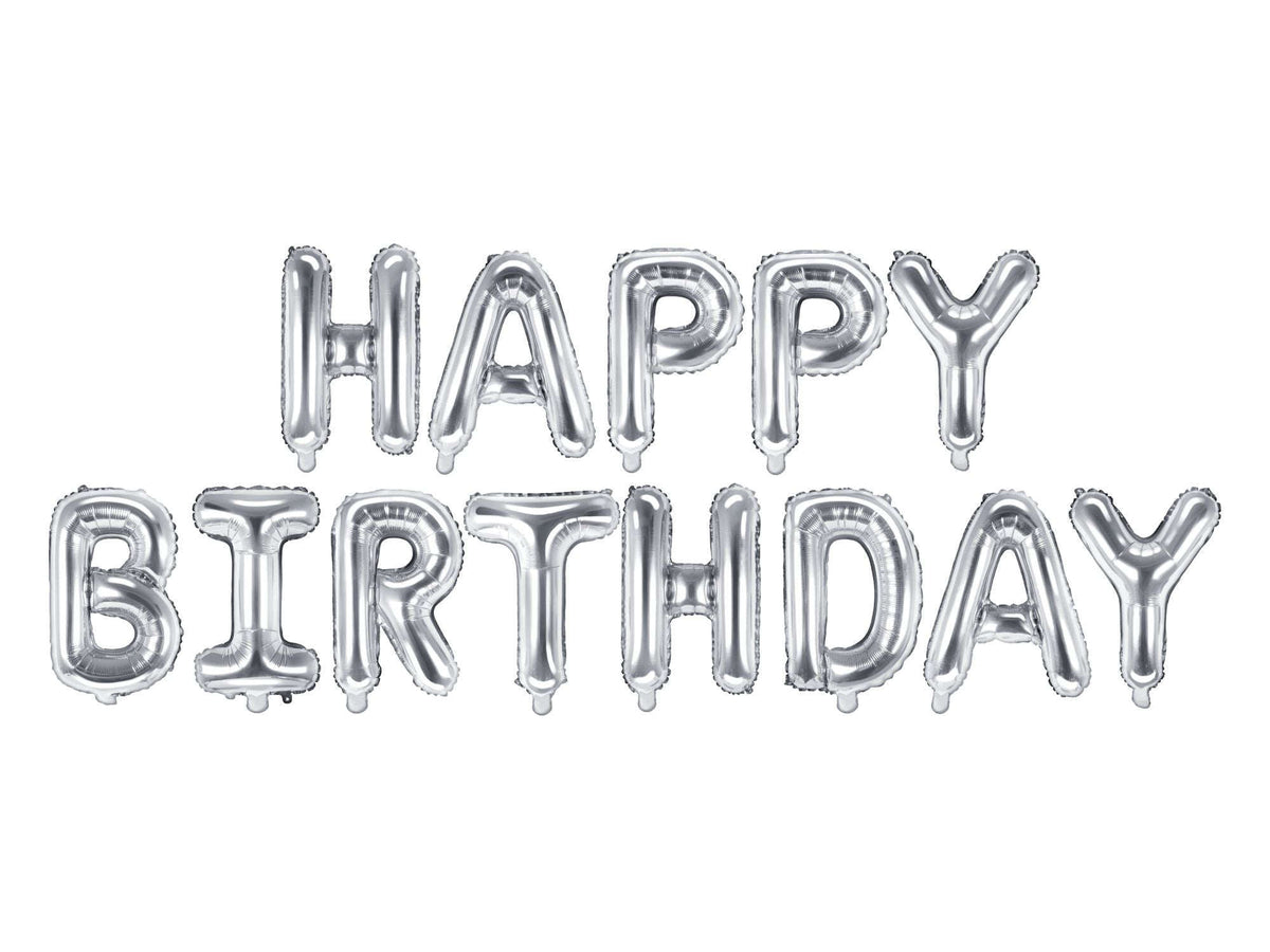 Ballongirlande "HAPPY BIRTHDAY" 340x35cm | Silber Namma Markt