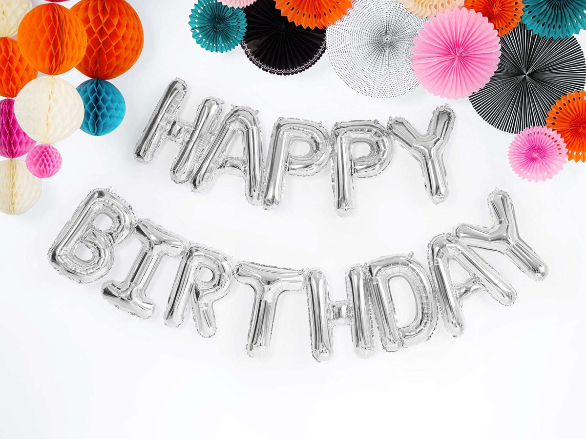 Ballongirlande "HAPPY BIRTHDAY" 340x35cm | Silber Namma Markt