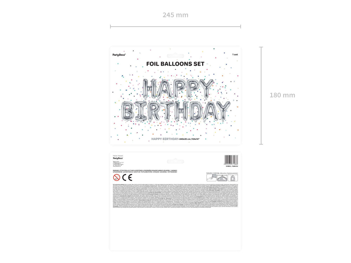 Ballongirlande "HAPPY BIRTHDAY" 340x35cm | Silber Namma Markt