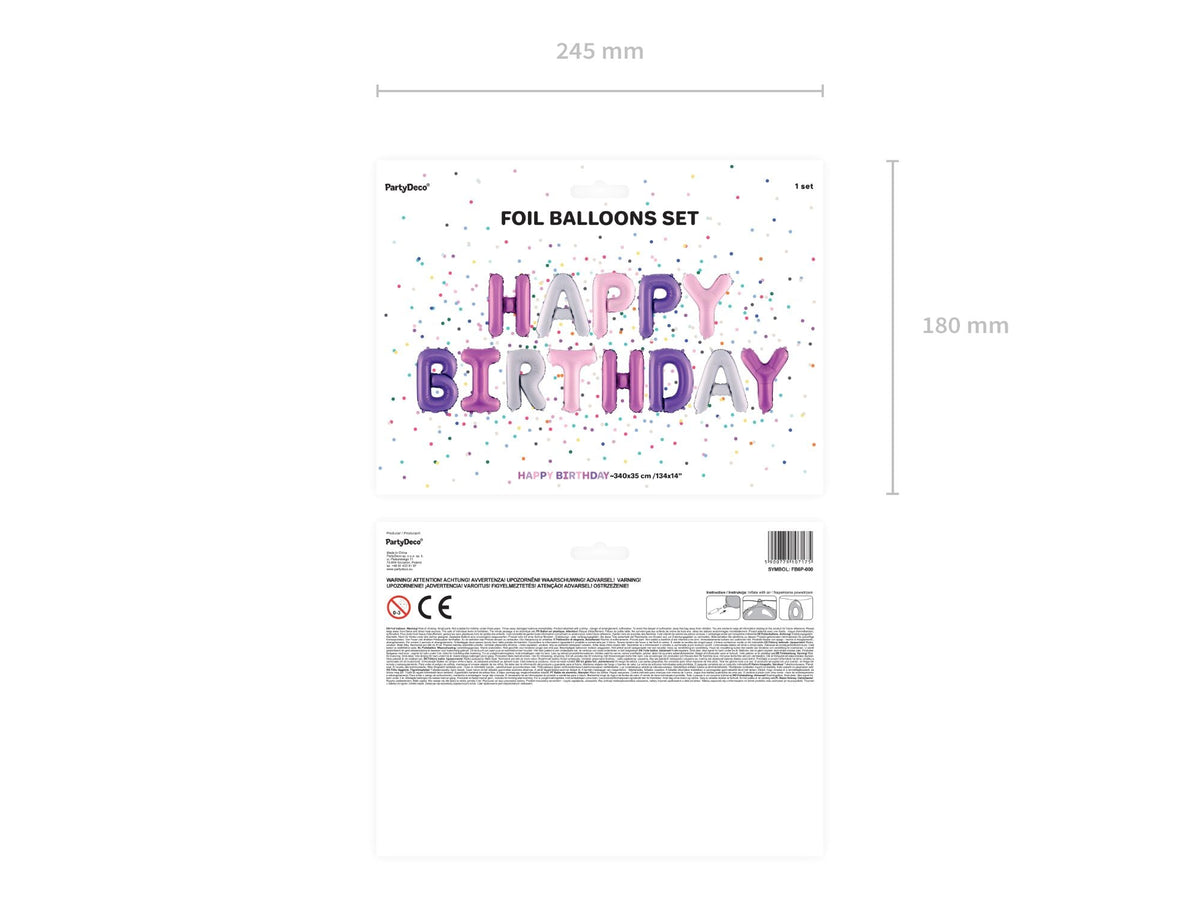 Ballongirlande "HAPPY BIRTHDAY" 340x35cm | Pink Lila