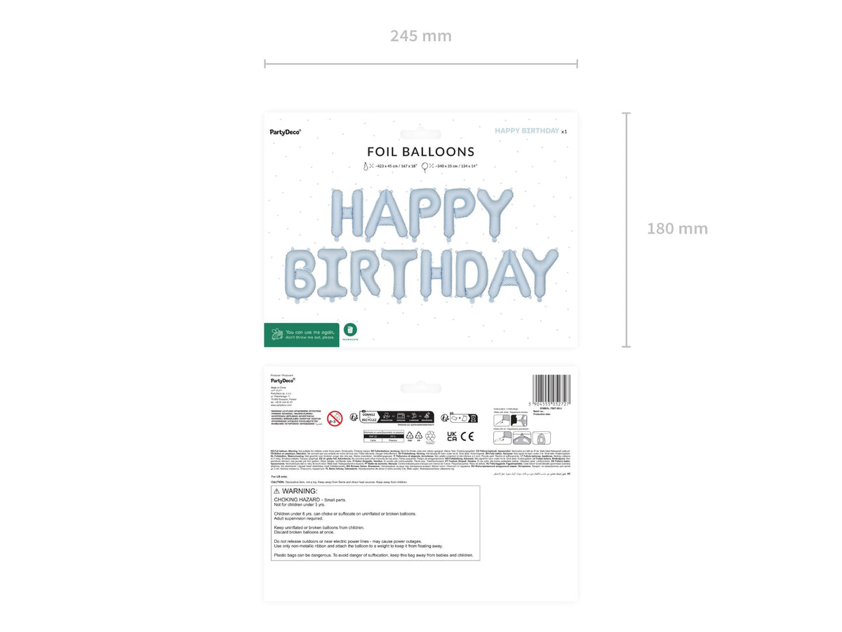 Ballongirlande "HAPPY BIRTHDAY" 340x35cm | Blau