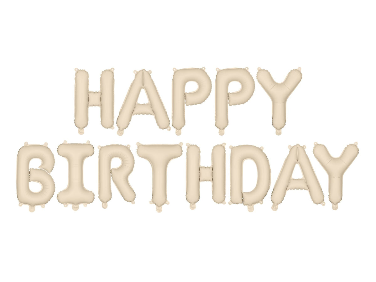 Ballongirlande "HAPPY BIRTHDAY" 340x35cm | Beige
