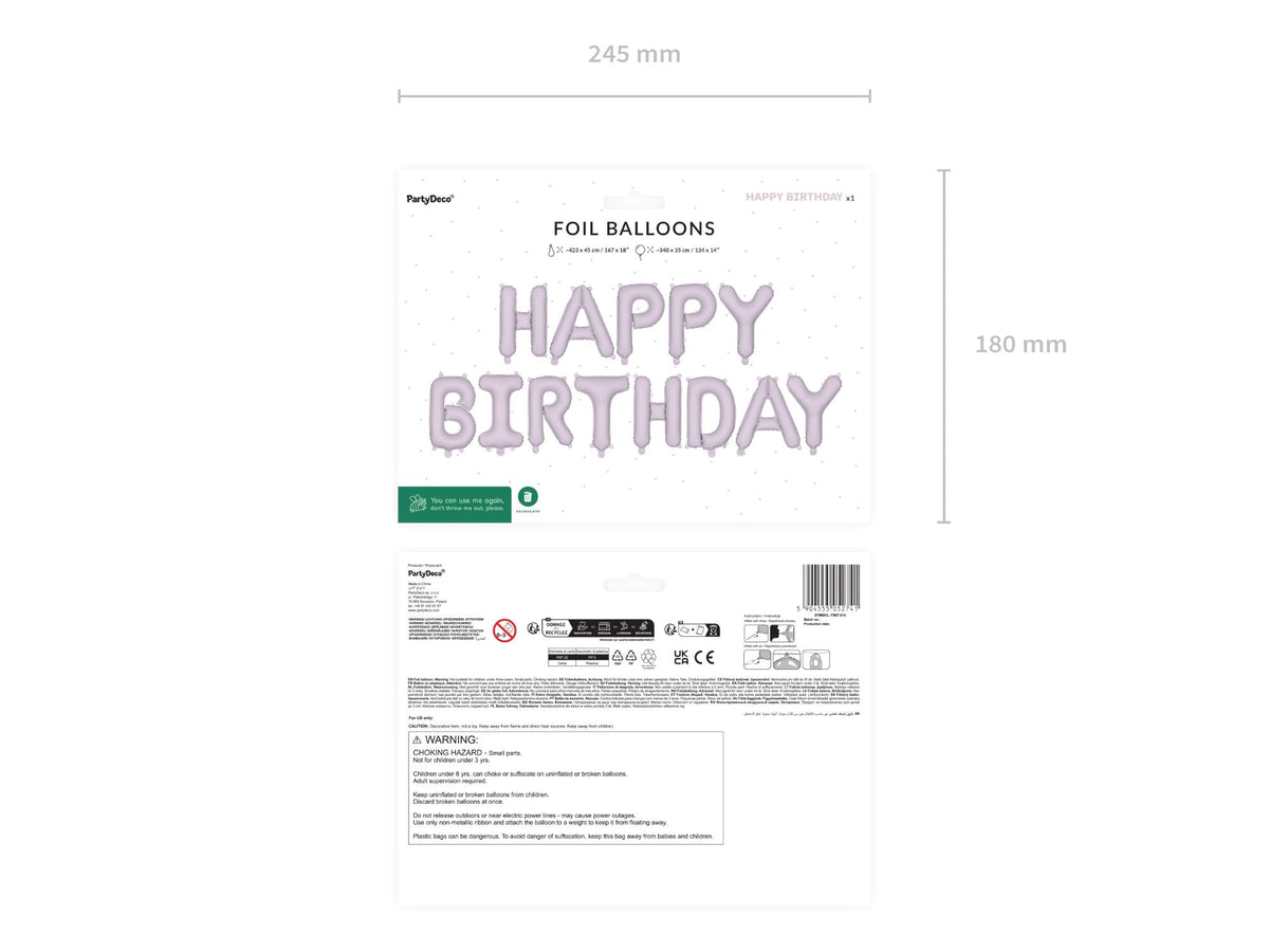 Ballongirlande "HAPPY BIRTHDAY" 340x35cm | Lila
