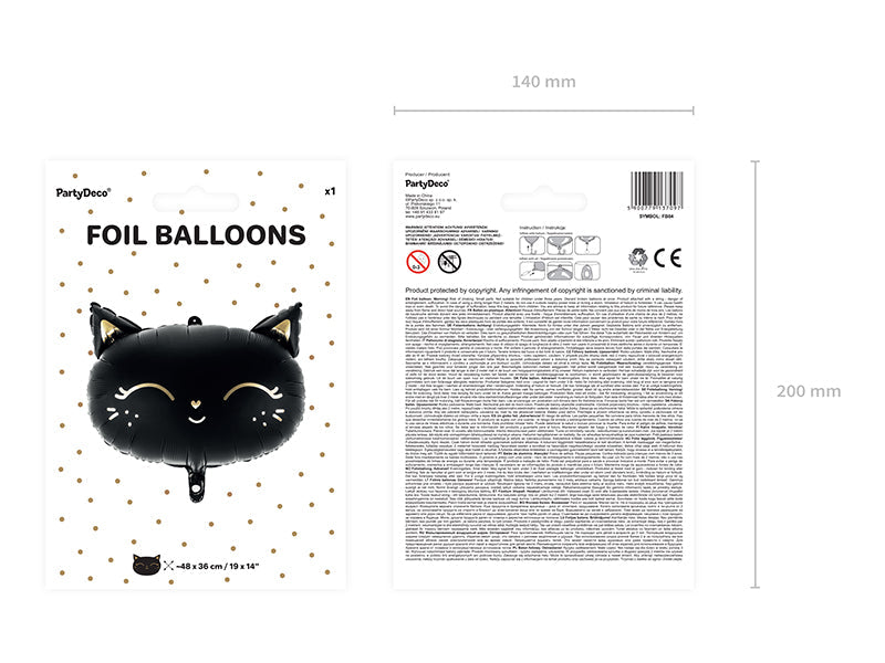 Shape Folienballon "Katze" Schwarz | 48 x 36 cm