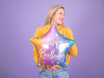 18"/Ø45cm Stern Folienballon "Happy Birthday" | Bunt