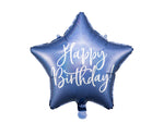 18"/Ø45cm Stern Folienballon "Happy Birthday" | Blau